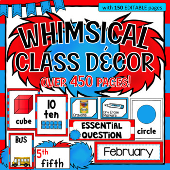 Preview of RED, WHITE and BLUE Classroom Decor EDITABLE