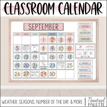 Preview of Classroom Calendar Display - Neutral Classroom Decor