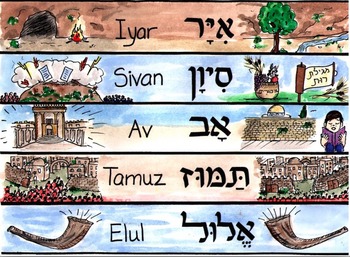 Hebrew Jewish Classroom Calendar by Elana Rubin | TpT