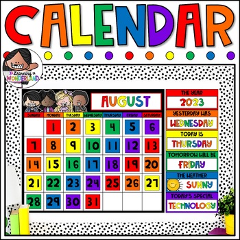 Classroom Calendar Kit | Primary Rainbow by Learning in Wonderland