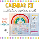 Classroom Calendar Set Boho Rainbow