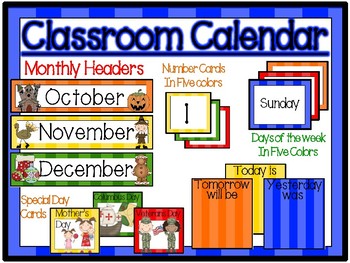 Classroom Calendar Set-Colorful Stripes by Jennifer Noland | TpT