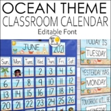 Classroom Calendar Set Editable  - Ocean and Beach Theme C