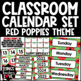 Classroom Calendar Templates Set with Dates/Days/Months/Years - RED POPPIES 01