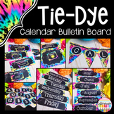 Classroom Calendar Wall Set Editable Tie Dye Retro Classroom Decor
