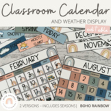 Modern BOHO RAINBOW Classroom Calendar & Weather Display | Editable Neutral