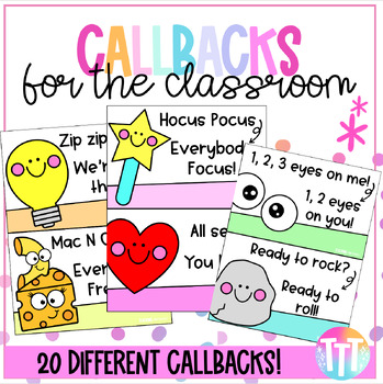 Preview of Classroom Callbacks | Call And Responses For Community Building