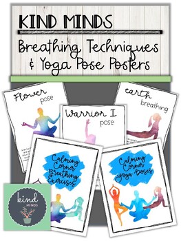 Preview of Classroom Calming Corner - Breathing Techniques and Yoga Pose Posters