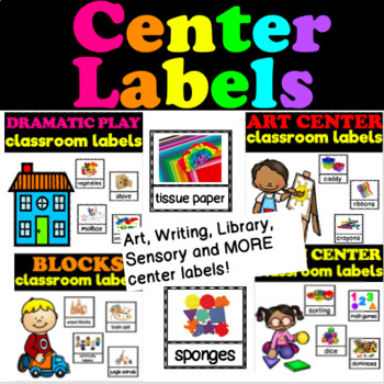 Preview of Classroom Center Labels for 3K, Pre-K, Preschool, and Kindergarten