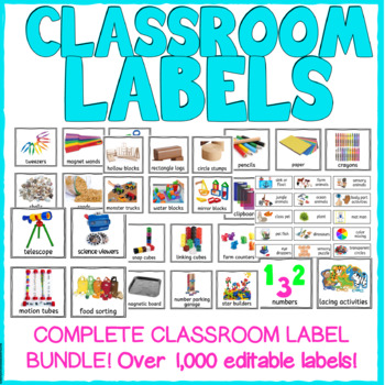 Preview of Classroom Center Labels for 3K, Pre-K, Preschool w/ Editable Slides