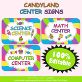 Classroom Center Sign in Candy Land Theme - 100% Editable