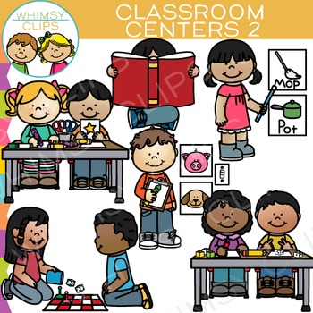 Preview of School Kids Classroom Centers Clip Art Set Two