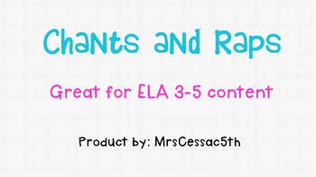 Preview of Classroom Chants and Raps- ELA Content