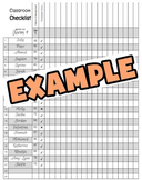 Classroom Checklist - For Grades, Comprehension Checks, Fe