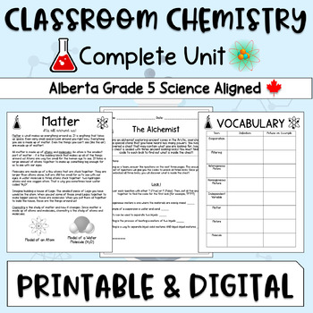 Preview of Classroom Chemistry Unit - Alberta Grade 5 Aligned - Science Chemistry Grade 5-7