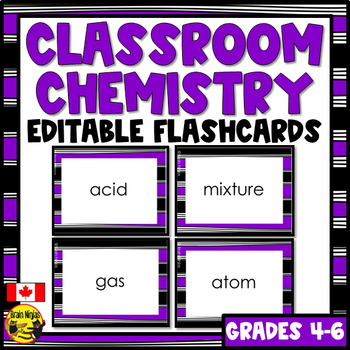 Preview of Classroom Chemistry Vocabulary | Editable Flashcards