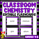 Classroom Chemistry Vocabulary | Editable Flashcards