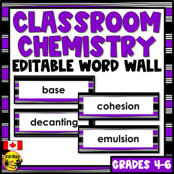 Preview of Classroom Chemistry Vocabulary | Editable Word Wall