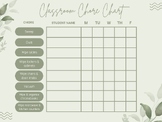 Classroom Chore Chart, Student Responsibilities, Cooperati