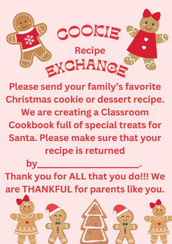 Preview of Classroom Christmas cookie recipes for recipe book