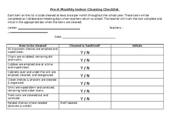 school cleaning checklist