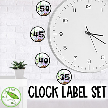 Preview of Classroom Clock Labels - Watercolor Succulent Theme