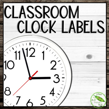 Preview of Classroom Clock Labels - Wood Watercolor Garden