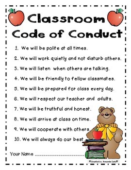 conduct code classroom teachers school grade subject kindergarten