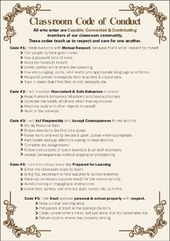 Classroom Code Of Conduct Poster By Bk Design Teachers Pay Teachers