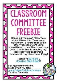 Preview of Classroom Committees FREEBIE!