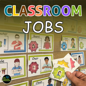 Preview of Classroom Community Helpers Sign Language Classroom Jobs Editable Decor
