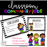 Classroom Community Jobs: Black and White Stripes {Editable}