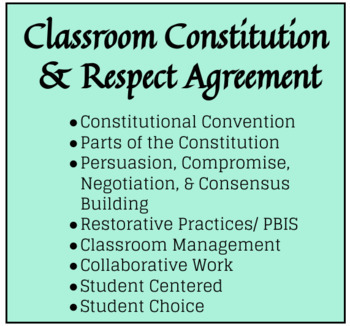 Preview of Classroom Constitution and Respect Agreement - Creating Rules and Procedures 