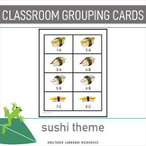 Middle School Classroom Cooperative Grouping Cards Sushi Theme