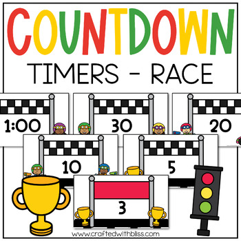 Preview of Classroom Countdown Timer Set - Race Theme | Classroom Management Tool