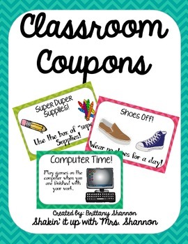 Classroom Coupons by Shakin it up with Mrs Shannon