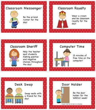 Preview of Classroom Coupons - Red Polka Dot