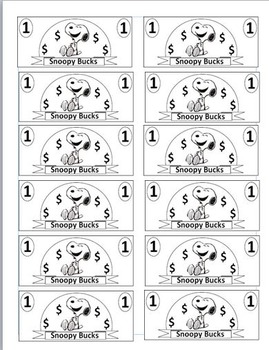 peanuts theme classroom currency by mirandadroz1015 tpt
