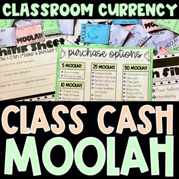 Preview of Classroom Currency | MOOLAH | Class Cash | Spending List | PBIS