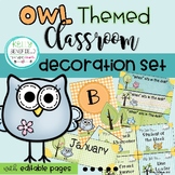 Classroom Décor Owl Theme Bundle Posters Editable Labels B