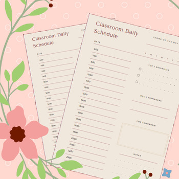 Preview of Classroom Printable & Digital Daily Planner, Minimalist, Simple, Early Childhood