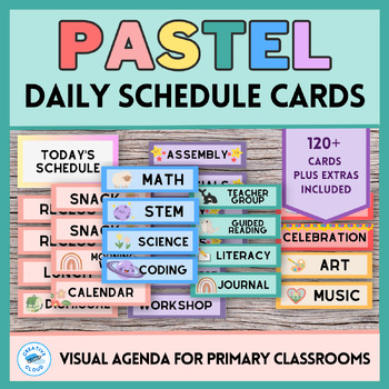 Classroom Daily Schedule Cards | Pastel Boho Visual AGENDA Classroom Decor