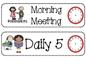Classroom Daily Schedule Cards With Clocks by Holly Wasilewski | TPT
