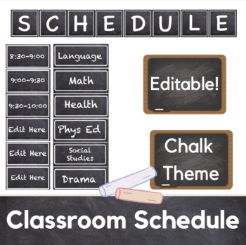 Preview of Classroom Daily Schedule - Chalkboard Theme