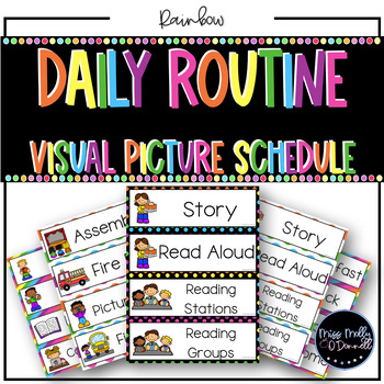 Classroom Daily Schedule: RAINBOW Color Palette by Miss Molly ODonnell