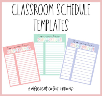 Preview of Classroom Daily Schedule Template