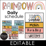 Editable Class Schedule Cards - Boho Rainbow - Daily Sched
