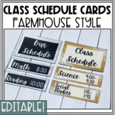 Classroom Daily Visual Schedule Cards Editable - Farmhouse