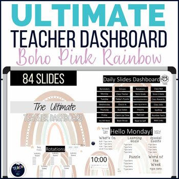 Preview of Classroom Daily Visual Schedule Editable Boho Ultimate Teacher Dashboard