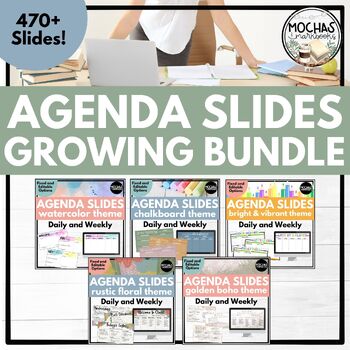 Preview of Classroom Daily and Weekly Agenda Slides Growing Bundle